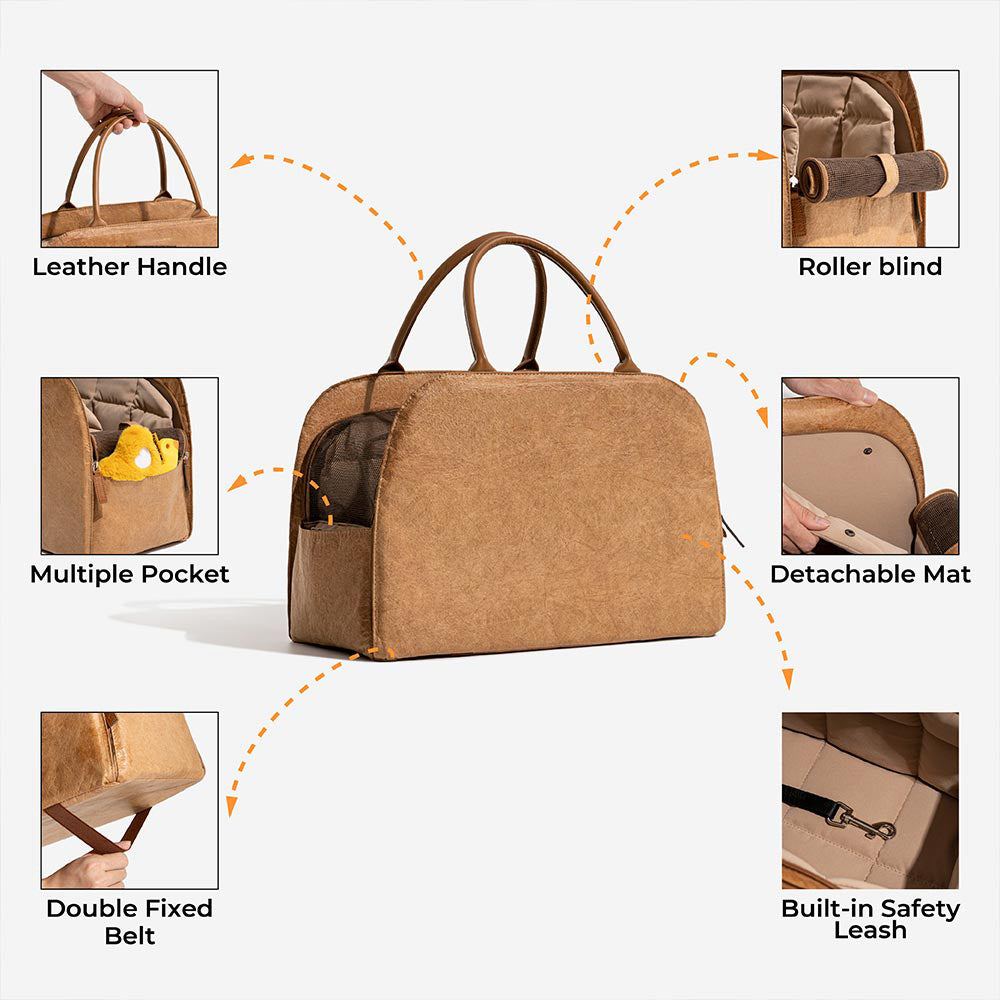 CloudyPaw™ Portable Leather Pet Travel Carrier