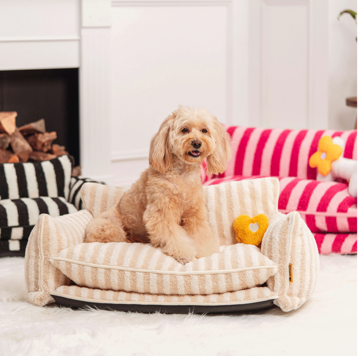 CloudyPaw™ Striped Comfy Double Layer Sofa Bed