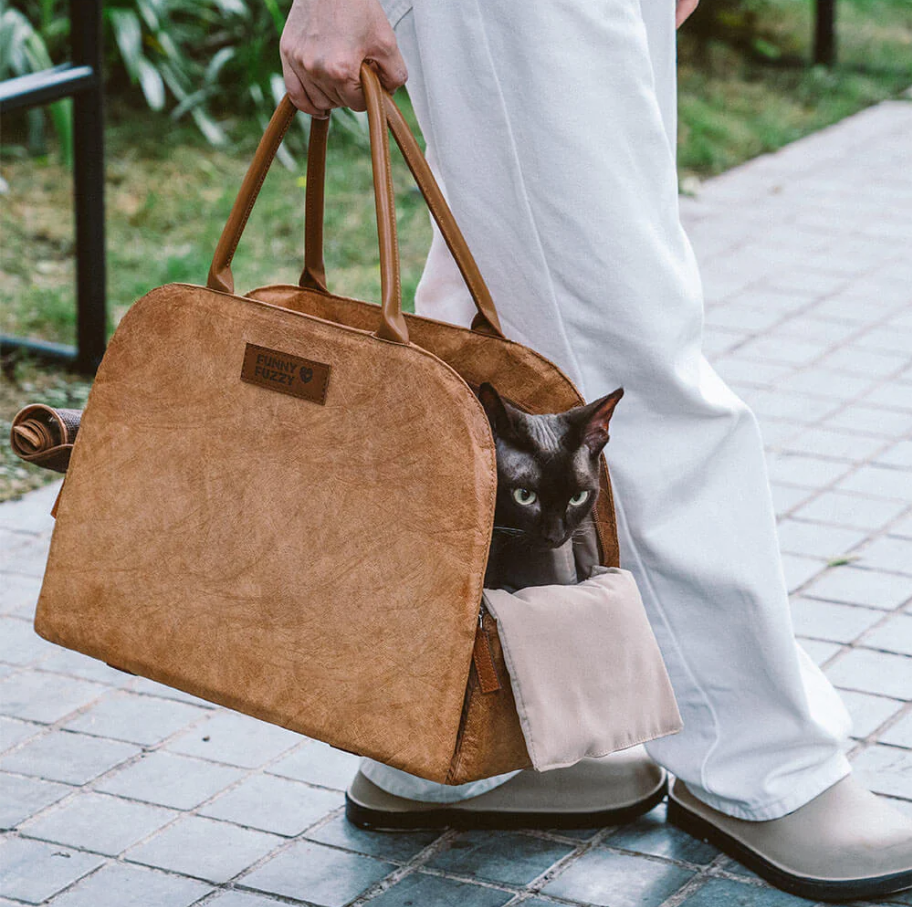 CloudyPaw™ Portable Leather Pet Travel Carrier