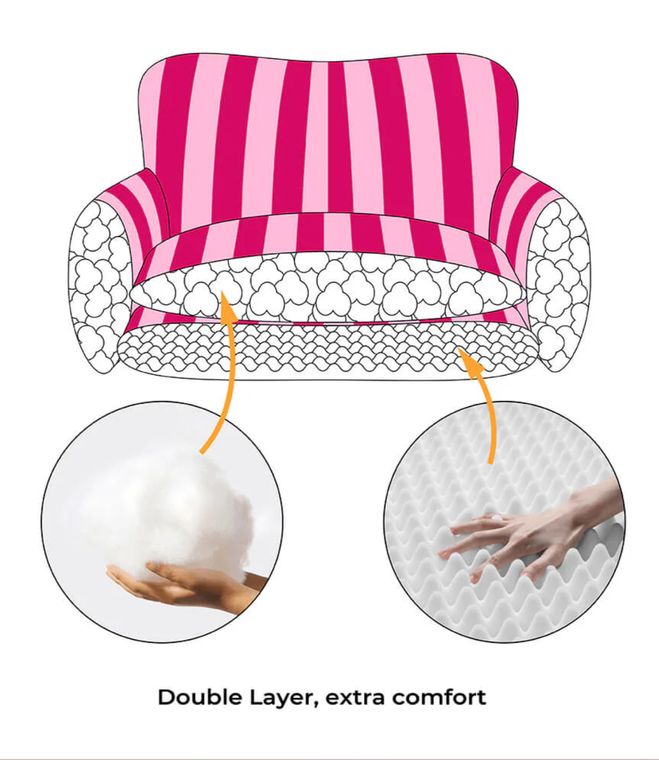 CloudyPaw™ Striped Comfy Double Layer Sofa Bed